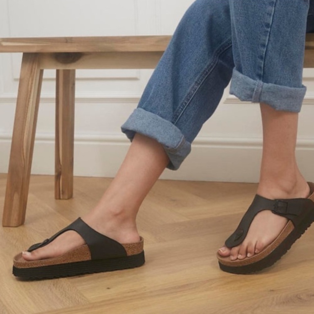 Birkenstock Papillio | Women's gentle blue Papillio Gizeh Platform Sandal, sz 8W - Picture 12 of 12